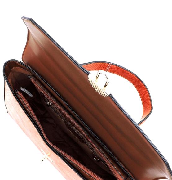 Python Snake Skin Twist Lock Flap Briefcase Satche - Picture 3 of 4